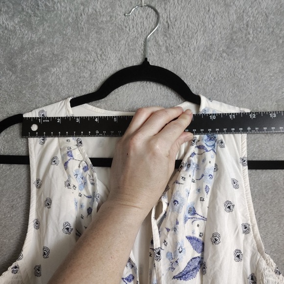 Old Navy Dress Womens Small Blue Floral Fit Flare Fairy Prairie Cottagecore Maxi - Picture 4 of 15